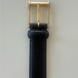 Polo by Ralph Lauren Black Leather Belt with Gold Buckle